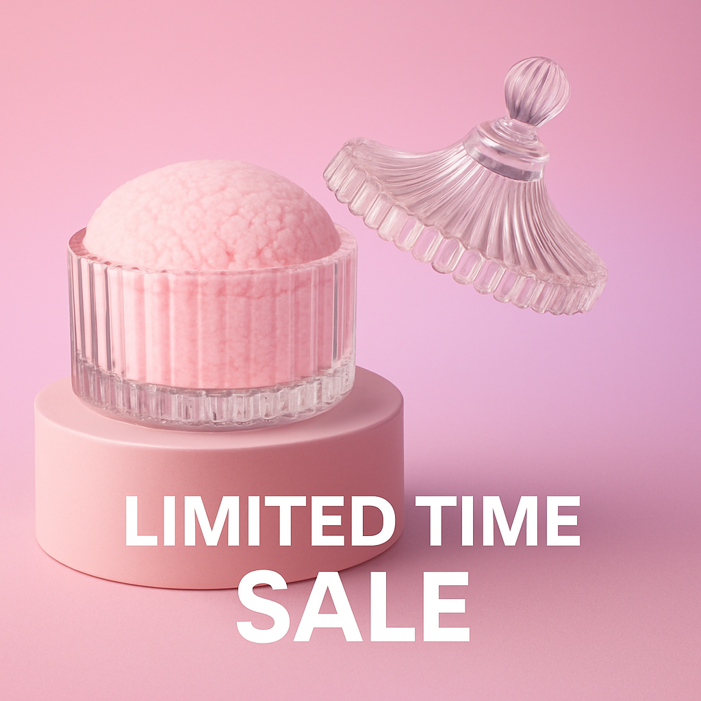 Large Glass Body Powder Puff and Container