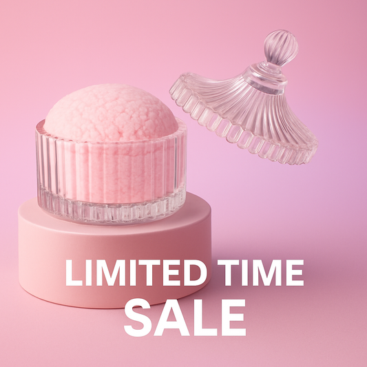 Large Glass Body Powder Puff and Container